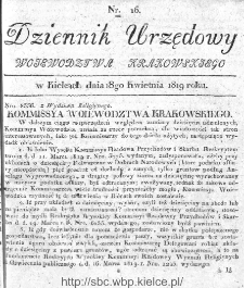 Dziennik Rządowy Województwa Krakowskiego 1819, nr 16