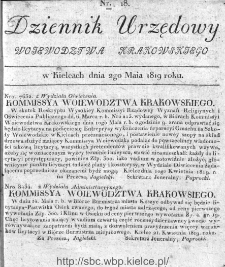 Dziennik Rządowy Województwa Krakowskiego 1819, nr 18