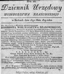 Dziennik Rządowy Województwa Krakowskiego 1819, nr 20