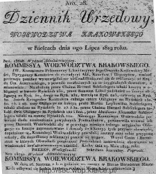 Dziennik Rządowy Województwa Krakowskiego 1819, nr 28