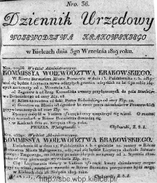 Dziennik Rządowy Województwa Krakowskiego 1819, nr 36