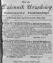 Dziennik Rządowy Województwa Krakowskiego 1819, nr 40