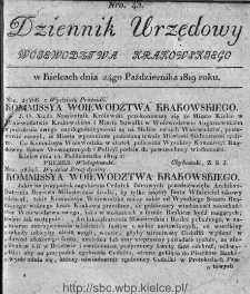 Dziennik Rządowy Województwa Krakowskiego 1819, nr 43