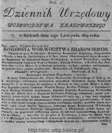 Dziennik Rządowy Województwa Krakowskiego 1819, nr 47