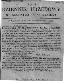 Dziennik Rządowy Województwa Krakowskiego 1820, nr 4