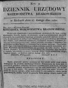 Dziennik Rządowy Województwa Krakowskiego 1820, nr 9