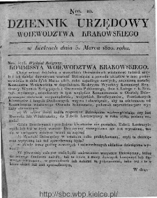 Dziennik Rządowy Województwa Krakowskiego 1820, nr 10