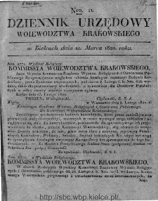 Dziennik Rządowy Województwa Krakowskiego 1820, nr 11