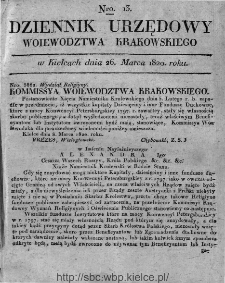 Dziennik Rządowy Województwa Krakowskiego 1820, nr 13