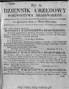 Dziennik Rządowy Województwa Krakowskiego 1820, nr 19