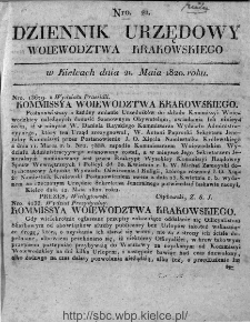 Dziennik Rządowy Województwa Krakowskiego 1820, nr 21