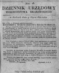 Dziennik Rządowy Województwa Krakowskiego 1820, nr 28
