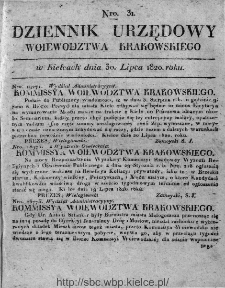 Dziennik Rządowy Województwa Krakowskiego 1820, nr 31