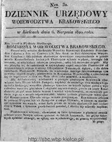 Dziennik Rządowy Województwa Krakowskiego 1820, nr 32