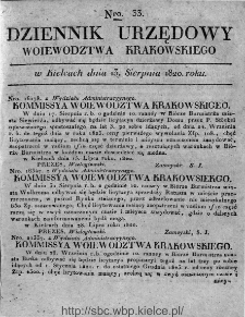 Dziennik Rządowy Województwa Krakowskiego 1820, nr 33