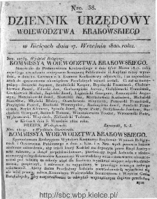 Dziennik Rządowy Województwa Krakowskiego 1820, nr 38