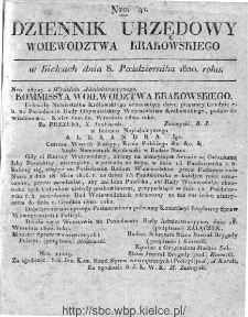 Dziennik Rządowy Województwa Krakowskiego 1820, nr 41