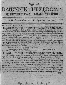 Dziennik Rządowy Województwa Krakowskiego 1820, nr 48