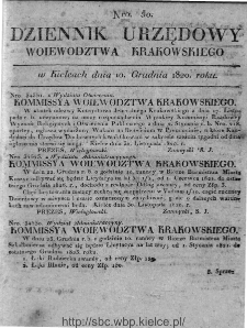 Dziennik Rządowy Województwa Krakowskiego 1820, nr 50
