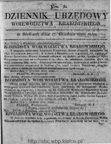Dziennik Rządowy Województwa Krakowskiego 1820, nr 51