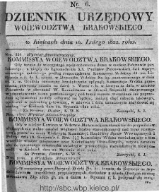Dziennik Rządowy Województwa Krakowskiego 1822, nr 6
