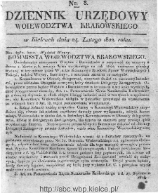 Dziennik Rządowy Województwa Krakowskiego 1822, nr 8