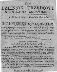 Dziennik Rządowy Województwa Krakowskiego 1822, nr 14