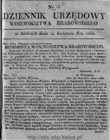 Dziennik Rządowy Województwa Krakowskiego 1822, nr 15