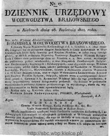Dziennik Rządowy Województwa Krakowskiego 1822, nr 17