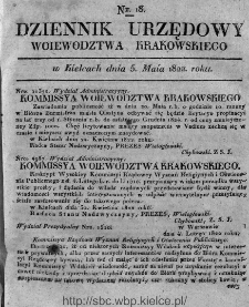 Dziennik Rządowy Województwa Krakowskiego 1822, nr 18