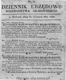 Dziennik Rządowy Województwa Krakowskiego 1822, nr 27