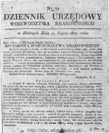 Dziennik Rządowy Województwa Krakowskiego 1822, nr 29