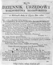 Dziennik Rządowy Województwa Krakowskiego 1822, nr 30