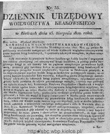 Dziennik Rządowy Województwa Krakowskiego 1822, nr 35