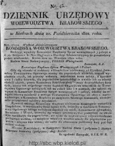 Dziennik Rządowy Województwa Krakowskiego 1822, nr 43