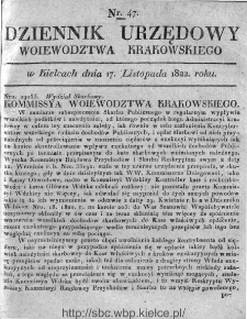 Dziennik Rządowy Województwa Krakowskiego 1822, nr 47