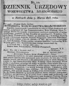 Dziennik Rządowy Województwa Krakowskiego 1823, nr 10