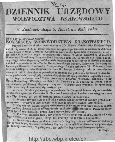 Dziennik Rządowy Województwa Krakowskiego 1823, nr 14