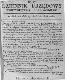 Dziennik Rządowy Województwa Krakowskiego 1823, nr 17