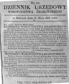 Dziennik Rządowy Województwa Krakowskiego 1823, nr 20