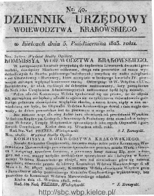 Dziennik Rządowy Województwa Krakowskiego 1823, nr 40