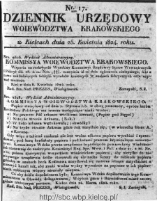 Dziennik Rządowy Województwa Krakowskiego 1824, nr 17