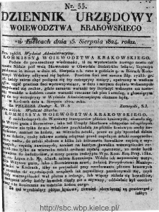 Dziennik Rządowy Województwa Krakowskiego 1824, nr 33