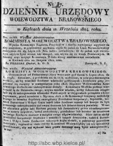 Dziennik Rządowy Województwa Krakowskiego 1824, nr 37