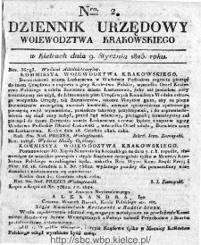 Dziennik Rządowy Województwa Krakowskiego 1825, nr 2