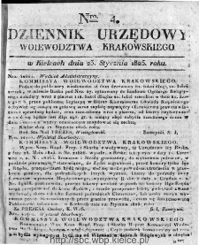 Dziennik Rządowy Województwa Krakowskiego 1825, nr 4