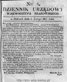 Dziennik Rządowy Województwa Krakowskiego 1825, nr 6