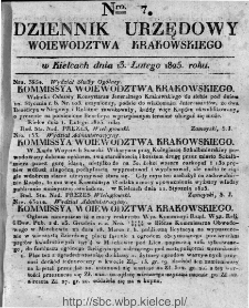 Dziennik Rządowy Województwa Krakowskiego 1825, nr 7