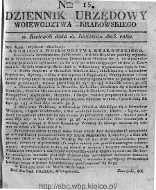 Dziennik Rządowy Województwa Krakowskiego 1825, nr 15