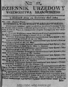 Dziennik Rządowy Województwa Krakowskiego 1825, nr 17